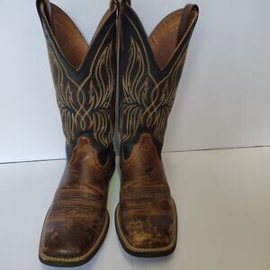 New ARIAT Sport Rustler Men's 8 D Brown Wide Square Toe Western Boots Cowboy